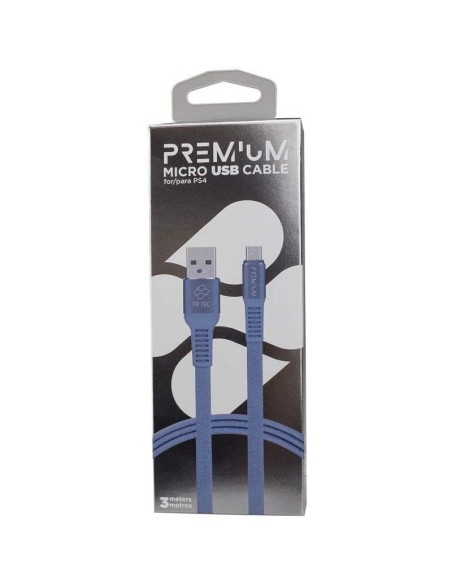 Cable USB 2.0 FR-TEC Premium para PS4/ USB Macho - MicroUSB Macho/ 3m/ Azul
