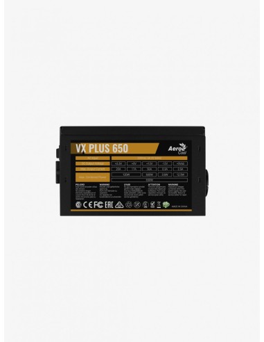 Fuente alimentación aerocool vx plus 650 - 650w - ventilador 12cm - pci-e 6+2pin - cable principal 500mm