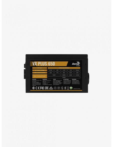 Fuente alimentación aerocool vx plus 650 - 650w - ventilador 12cm - pci-e 6+2pin - cable principal 500mm
