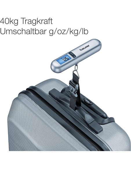 Báscula para maletas con flexometro beurer ls-06 - hasta 40kg - graducacion 10g - correa 15.1cm - pantalla lcd - 1*cr2032