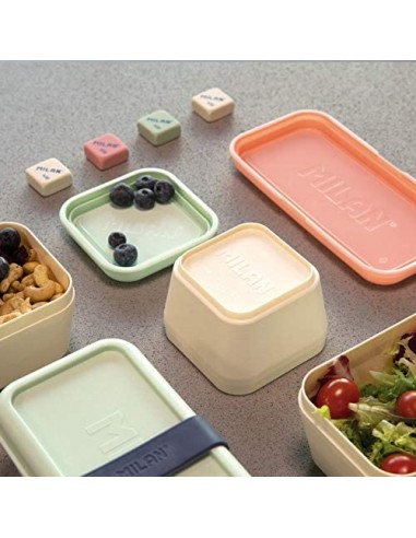 Táper rectangular milán 085110gr con tapa verde - capacidad 0.75l - apto para microondas/congelador - esquinas redondeadas - 