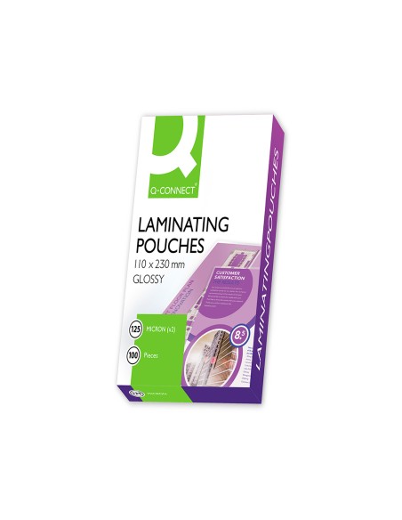 CI | Bolsa de plastificar q-connect 110 x 230 mm 125 mc carnet de conducir caja de 100 unidades
