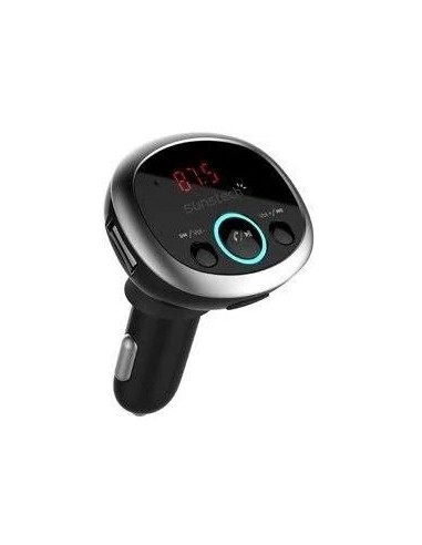 Transmisor fm/mp3 bluetooth para coche sunstech fmt300btusb black - 12/24v - pantalla 2.16cm - 2*usb (5v/2.1a) - micro sd - 