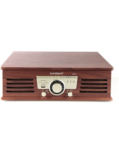Tocadiscos sunstech pxr3wd marrón - 33/45 rpm -...