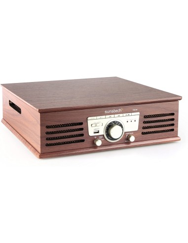 Tocadiscos sunstech pxr3wd marrón - 33/45 rpm -...