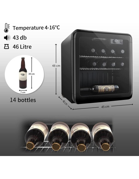 Vinoteca orbegozo vt-1210 - 12 botellas - display digital y panel de control táctil - 11-18ºc - puerta cristal con asa lateral 