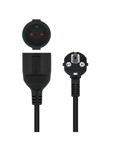 Cable Alargador de Corriente Nanocable 10.22.0610-BK/ Schuko Hembra - Schuko Macho/ 10m/ Negro