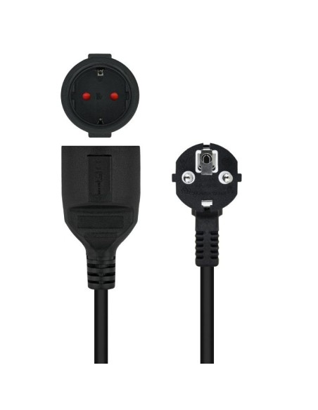 Cable Alargador de Corriente Nanocable 10.22.0610-BK/ Schuko Hembra - Schuko Macho/ 10m/ Negro