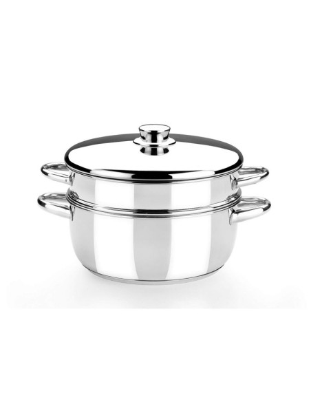 Olla a vapor monix m453903 - ø24cm - acero inoxidable 18/10 - interior mate - triple fondo difusor