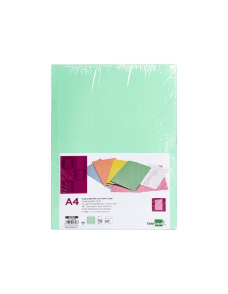 CI | Subcarpeta liderpapel a4 verde pastel 180g/m2