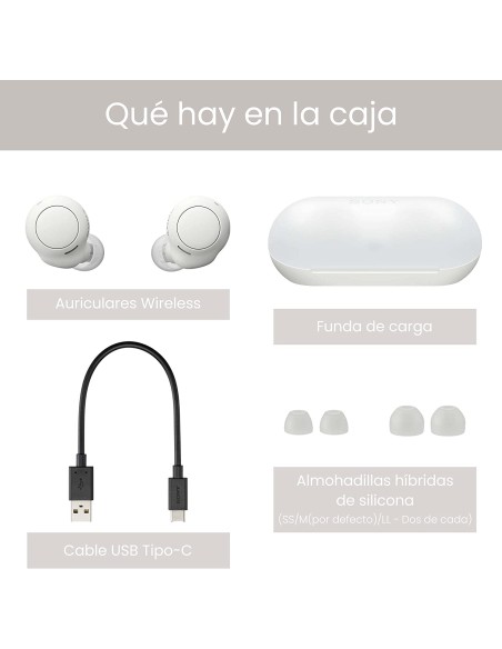 Auriculares Bluetooth Sony WF-C500 con estuche de carga/ Autonomía 5h/ Blancos