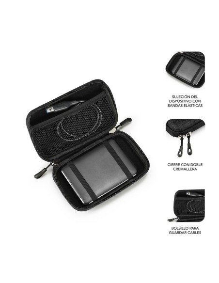 Funda subblim hdd business black para disco de 2.5'/6.35cm - exterior rígido - interior acolchado - bandas elásticas