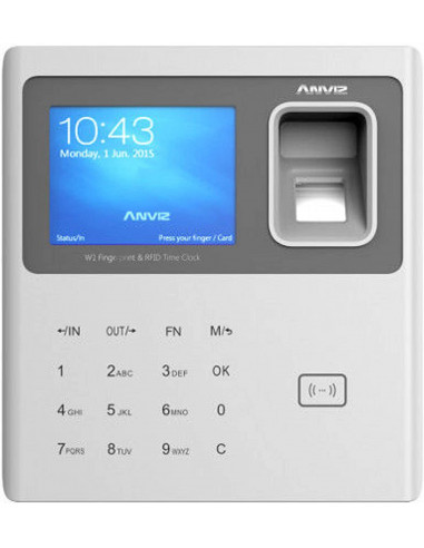 Controlador de presencia anviz w1pro - tarjeta rfid/lector de huella - capacidad 3000 usuarios - mini usb - usb host - software 