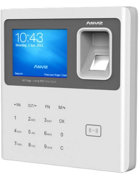 Controlador de presencia anviz w1pro - tarjeta rfid/lector de huella - capacidad 3000 usuarios - mini usb - usb host - software 