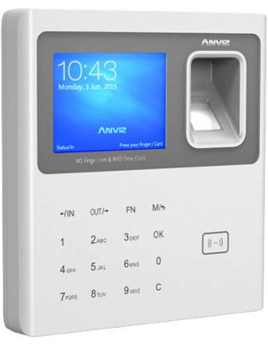 Controlador de presencia anviz w1pro - tarjeta rfid/lector de huella - capacidad 3000 usuarios - mini usb - usb host - software 