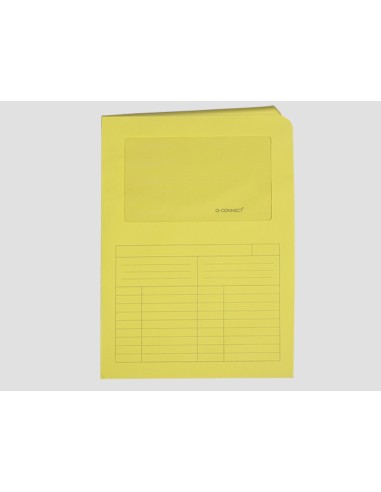 CI | Subcarpeta cartulina q-connect din a4 amarilla con ventana transparente 120 gr