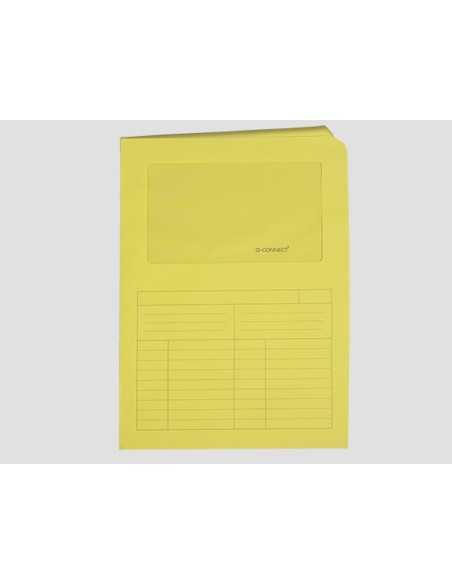 CI | Subcarpeta cartulina q-connect din a4 amarilla con ventana transparente 120 gr