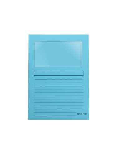 CI | Subcarpeta cartulina q-connect din a4 azul con ventana transparente 120 gr
