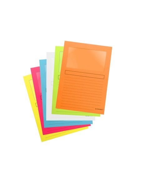 CI | Subcarpeta cartulina q-connect din a4 azul con ventana transparente 120 gr