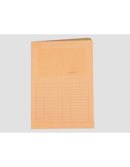CI | Subcarpeta cartulina q-connect din a4 naranja con ventana transparente 120 gr