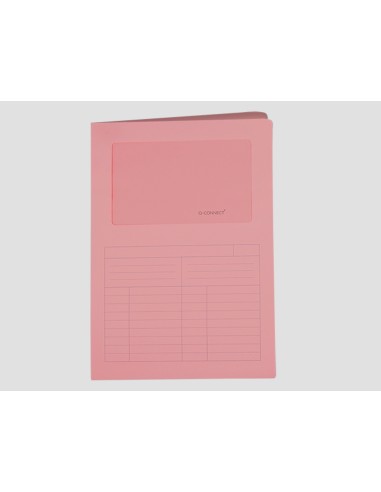 CI | Subcarpeta cartulina q-connect din a4 rosa con ventana transparente 120 gr