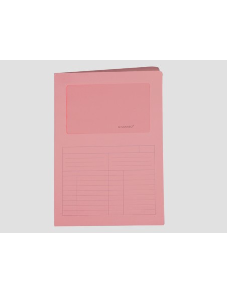 CI | Subcarpeta cartulina q-connect din a4 rosa con ventana transparente 120 gr
