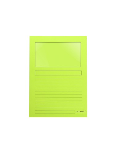 CI | Subcarpeta cartulina q-connect din a4 verde con ventana transparente 120 gr