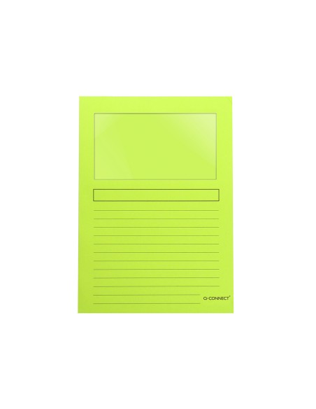 CI | Subcarpeta cartulina q-connect din a4 verde con ventana transparente 120 gr