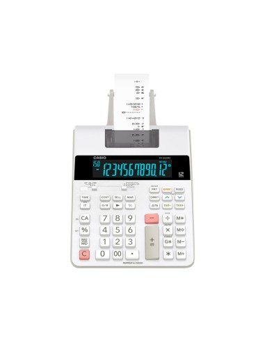 CI | Calculadora casio impresora pantalla lc papel 58 mm impresion bicolor fr-2650rc 12 digitos dc color blanco