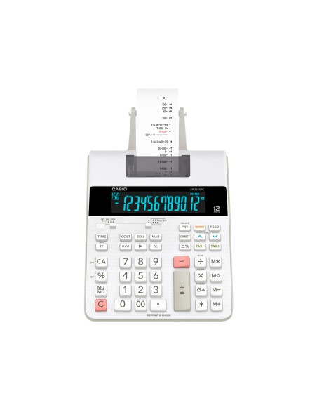 CI | Calculadora casio impresora pantalla lc papel 58 mm impresion bicolor fr-2650rc 12 digitos dc color blanco