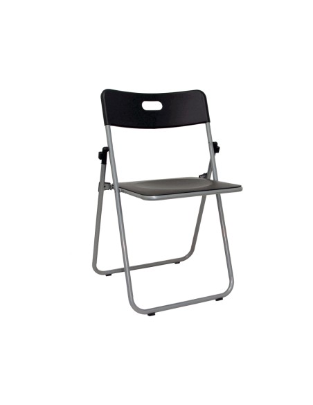 CI | Silla q-connect conferencia plegable estructura metal grisasiento y respaldo polipropileno 780x440x500mm negra
