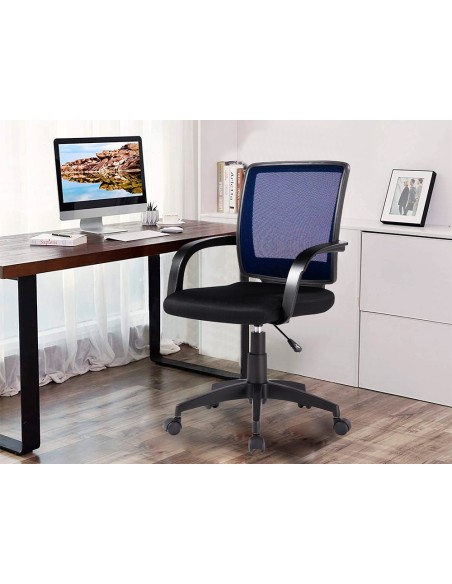 CI | Silla giratoria q-connect respaldo medio regulable en altura 900+100x560x570 mm color azul
