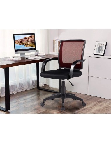 CI | Silla giratoria q-connect respaldo medio regulable en altura 900+100x560x570 mm color rojo