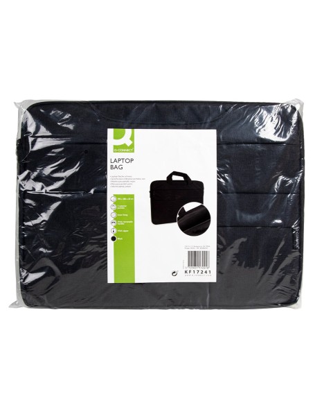 CI | Funda Para Portatil Q-Connect 15,6" Con Asas Retractiles Cremallera 3 Bolsillos Exteriores Negro
