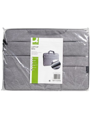 CI | Funda Para Portatil Q-Connect 15,6" Con Asas Retractiles Cremallera 3 Bolsillos Exteriores Gris