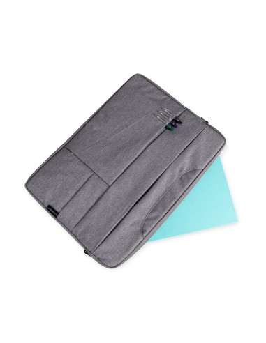 CI | Funda Para Portatil Q-Connect 15,6" Con Asas Retractiles Cremallera 3 Bolsillos Exteriores Gris