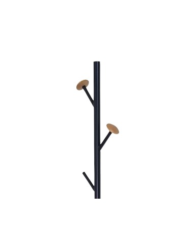 CI | Perchero Metalico Q-Connect Negro Con Detalles De Madera 5 Colgadores 177X28,5 Cm