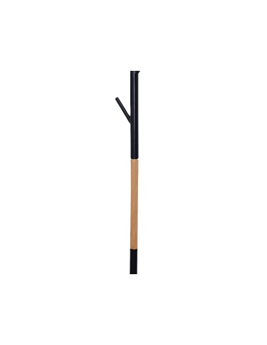 CI | Perchero Metalico Q-Connect Negro Con Detalles De Madera 5 Colgadores 177X28,5 Cm