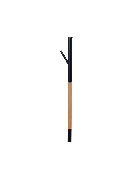 CI | Perchero Metalico Q-Connect Negro Con Detalles De Madera 5 Colgadores 177X28,5 Cm