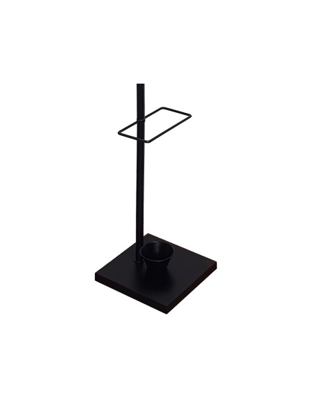 CI | Perchero Metalico Q-Connect Negro Con Detalles De Madera 6 Colgadores Y Paraguero 174X28,5 Cm