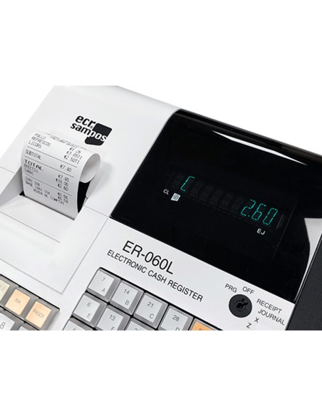 CI | Registradora Ecr Sampos Er-60 Blanca 28 Departamentos Display Vfd Antireflejos Conforme Normativa Factura