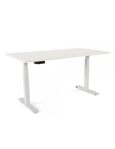 CI | Mesa Rocada Regulable En Altura Electricamente Hasta 129 Cm Estructura De Acero Tablero 160 Cm Color Blanco