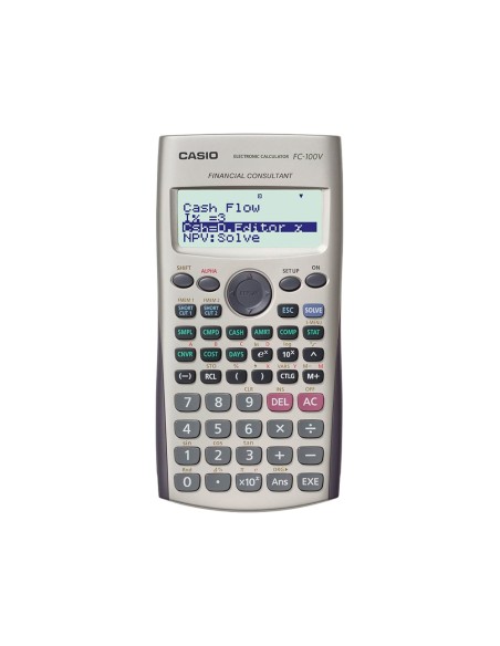 CI | Calculadora Casio Fc-100V Financiera 4 Lineas 10+2 Digitos Almacenamiento Flash Calculo De Ganancias Con Tapa
