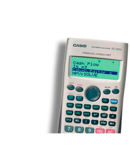CI | Calculadora Casio Fc-100V Financiera 4 Lineas 10+2 Digitos Almacenamiento Flash Calculo De Ganancias Con Tapa