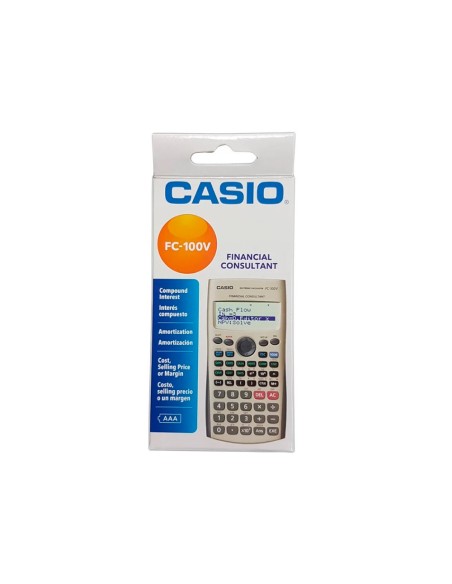 CI | Calculadora Casio Fc-100V Financiera 4 Lineas 10+2 Digitos Almacenamiento Flash Calculo De Ganancias Con Tapa