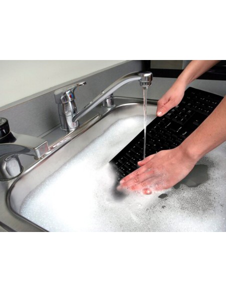 CI | Teclado Kensington Pro Fit Lavable 104 Teclas Con Cable Color Negro 455X220X40 Mm