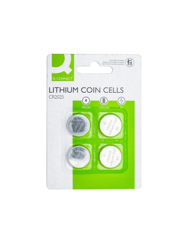 CI | Pila Q-Connect Tipo Boton Litio Cr2025 3V Blister De 4 Unidades