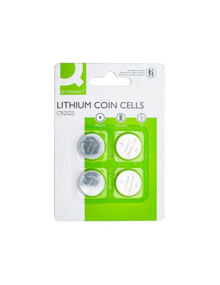 CI | Pila Q-Connect Tipo Boton Litio Cr2025 3V Blister De 4 Unidades