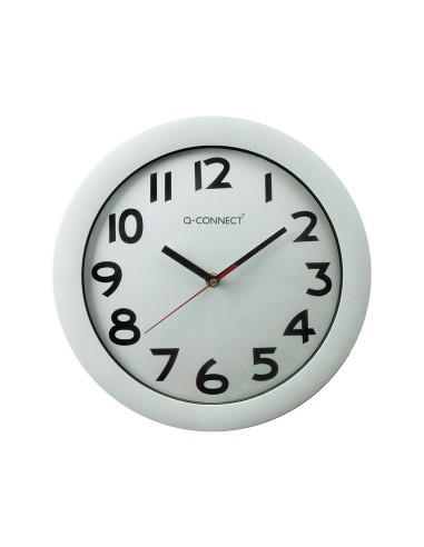 CI | Reloj q-connect de pared plastico oficina redondo 30 cm marco blanco