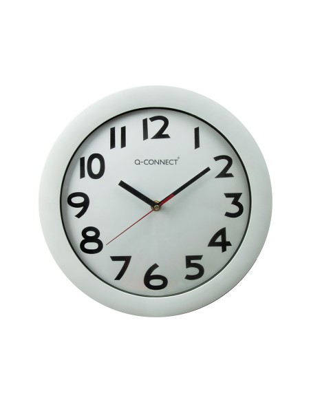 CI | Reloj q-connect de pared plastico oficina redondo 30 cm marco blanco